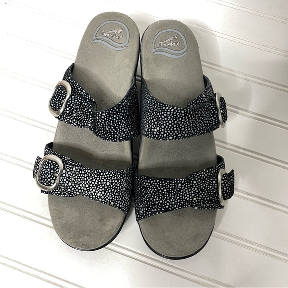 Dansko Sophie Black Metallic Sandals Sz 40 403 - Picture 7 of 10